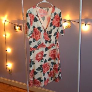 Super soft rose patterned wrap dress. Warm once.